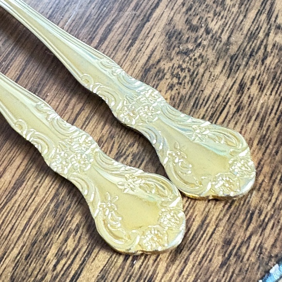 Flatware, replacement pieces, set of 2 dinner forks; Cambridge, stainless/gold - Picture 2 of 6